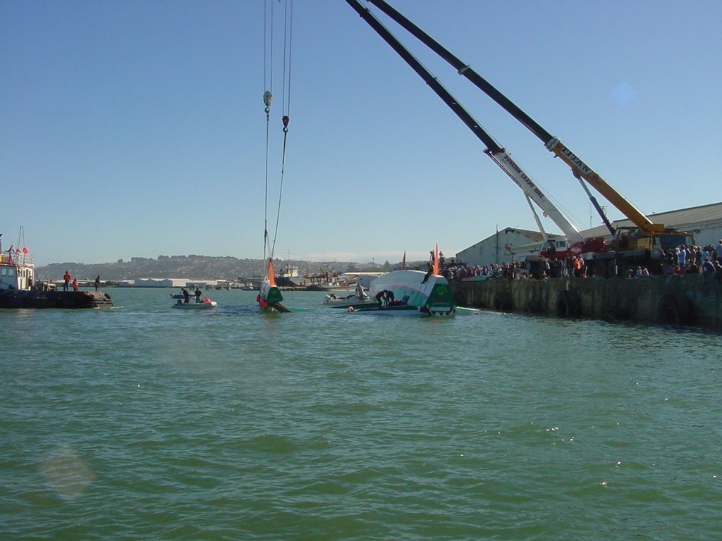 Preparing to right the Groupama 3 © Martin Balch